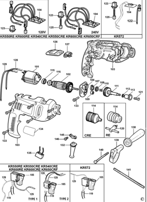 Page A Diagram and Parts List for KR600CREB3 2 Black and Decker Boring Machine